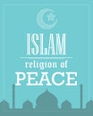 Islam religion of peace poster template flat vector Royalty Free Stock Photo