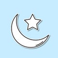 Islam star and crescent moon sticker icon. Simple thin line, outline vector of religion icons for ui and ux, website or mobile Royalty Free Stock Photo