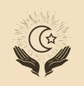 Islam. Star and crescent symbol vector