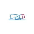 Islam, sujud posture 2 colored line icon. Simple blue and red element illustration. Islam, sujud posture concept outline symbol