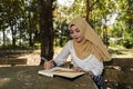Islam woman write diary Royalty Free Stock Photo