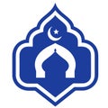 Islamic crescent and star emblem vector illustration in blue, religious symbol, cultural icon Royalty Free Stock Photo