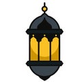 Stylized lantern illustration in gold and black, symbolizing Ramadan, festive decoration Royalty Free Stock Photo