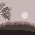 Islamic Arabian City Dark Silhouette Vector Illustration Royalty Free Stock Photo