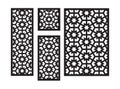 Islamic arabic laser cut pattern. Decorative panel, screen,wall. Vector cnc panels set for laser cutting. Template for