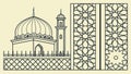 Islamic Architecture: Grand Mosque with Geometric Patterns, vector design Generative AI Royalty Free Stock Photo