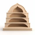 Islamic Art Inspired Wooden Shelf With Three Stairs Royalty Free Stock Photo