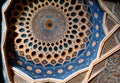 Islamic art motifs mosques ceiling. muqarnas, tile art, Persian blue ceramics, Arabic calligraphy Royalty Free Stock Photo