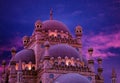 Islamic background with The Al Sahaba Mosque in Sharm El Sheikh against ramadan dusk sky and crescent moon. Fragment Royalty Free Stock Photo