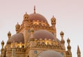 Islamic background with The Al Sahaba Mosque in Sharm El Sheikh against ramadan dusk sky and crescent moon. Fragment Royalty Free Stock Photo