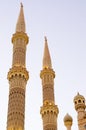 Islamic background with The Al Sahaba Mosque in Sharm El Sheikh against ramadan dusk sky and crescent moon. Fragment Royalty Free Stock Photo