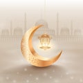 Islamic background with moon and lantern