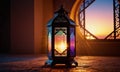 islamic background ramadhan, eid mubarak and eid al adha lantern in a light background