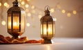 islamic background ramadhan, eid mubarak and eid al adha lantern in a light background Royalty Free Stock Photo