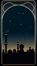 an islamic background with the silhouette of a mosque at night Royalty Free Stock Photo