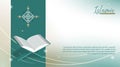 Islamic background template design with quran vector illustration in white and green Royalty Free Stock Photo