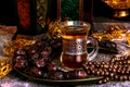 Islamic Background Turkish Tea with dates