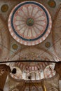 Islamic background vertical photo. Sultanahmet or Blue Mosque interior view.