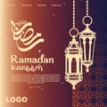 ramadan karrem greeting banner template with lantern silhouette. easily editable. vectors