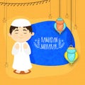 Islamic Boy celebrating Ramadan Mubarak. Royalty Free Stock Photo