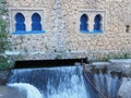 Islamic building and Ras El Maa waterfall in Chefchaouen town, Morocco Royalty Free Stock Photo