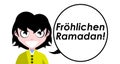 Happy Ramadan, German, greetings, girl, isolated.