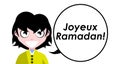 Happy Ramadan, french, greetings, girl, isolated.