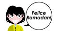 Happy Ramadan, italian, greetings, girl, isolated.