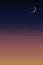 Islamic card with Crescent moon on Blue,Yellowsky background,Vertical banner Ramadan Night with Dramtic Suset,twilight dusk sky