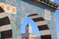 Islamic ceramic decoration pattern on the wall in Tunis, the cap