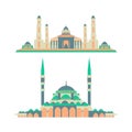 Islamic collection vector illustration mosque in flat design style. The month of Ramadan. Islamic vector element. Illustration of