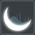 Islamic concept vector. Crescent moon and silhouette of a mosque.