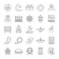 Islamic culture linear icons set