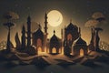 Islamic decoration background with lantern and crescent moon luxury style, ramadan kareem, mawlid, iftar, isra miraj, eid al fitr