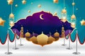 Islamic decoration background, luxury style, Ramadan Kareem, mawlid, iftar, isra miraj, eid al fitr adha, copy space text area. Royalty Free Stock Photo