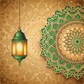 Islamic decorative design with hanging lantern Royalty Free Stock Photo