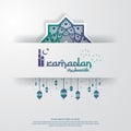 islamic design concept. abstract mandala with pattern ornament and lantern element. Ramadan Kareem or Eid Mubarak greeting.