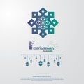 islamic design concept. abstract mandala with pattern ornament and lantern element. Ramadan Kareem or Eid Mubarak greeting.