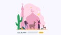 islamic design illustration concept for Happy eid al adha or sacrifice celebration event with people character for web landing