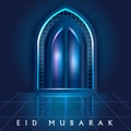 Islamic design mosque door and window for Eid Mubarak Happy Eid celebration background Royalty Free Stock Photo