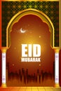 Islamic design mosque door and window for Eid Mubarak Happy Eid celebration background Royalty Free Stock Photo