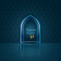 Islamic design mosque door and window for Ramadan Kareem Happy Eid celebration background Royalty Free Stock Photo