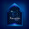 Islamic design mosque door and window for Ramadan Kareem Happy Eid celebration background Royalty Free Stock Photo