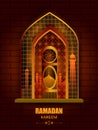 Islamic design mosque door and window for Ramadan Kareem Happy Eid celebration background Royalty Free Stock Photo