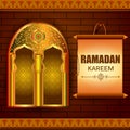 Islamic design mosque door and window for Ramadan Kareem Happy Eid celebration background Royalty Free Stock Photo