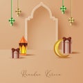 Islamic display decoration background with islamic ornament. Vector 3D Illustration Royalty Free Stock Photo