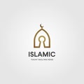 Islamic dome logo key line art vector illustration design