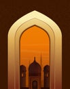 Islamic doorway view Arabian night Royalty Free Stock Photo