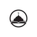 Islamic education school logo with mosque and book design
