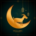 Islamic eid al adha bakrid mubarak golden background